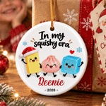 Personalized 3D-Effect Artwork Cartoon Dumpling Ceramic Christmas Ornament with Name and Year Home Decor Christmas Gift for Kids