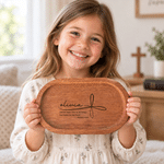 Personalized Cross & Bible Verse Wooden Rosary Tray with Name and Text First Communion Baptism Gift for Christian Family Kid
