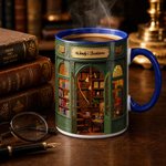Spersonalizowany kubek ceramiczny z motywem graficznym z efektem 3D, z napisem „Bookstore”, o pojemności 11 oz i 15 oz – idealny na co dzień lub jako prezent urodzinowy dla miłośników książek i moli książkowych