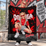 Personalised Graffiti Style Photo Soft Throw Blanket with Name Home Decor Christmas Birthday Gift for Family Friends Graffiti Lovers