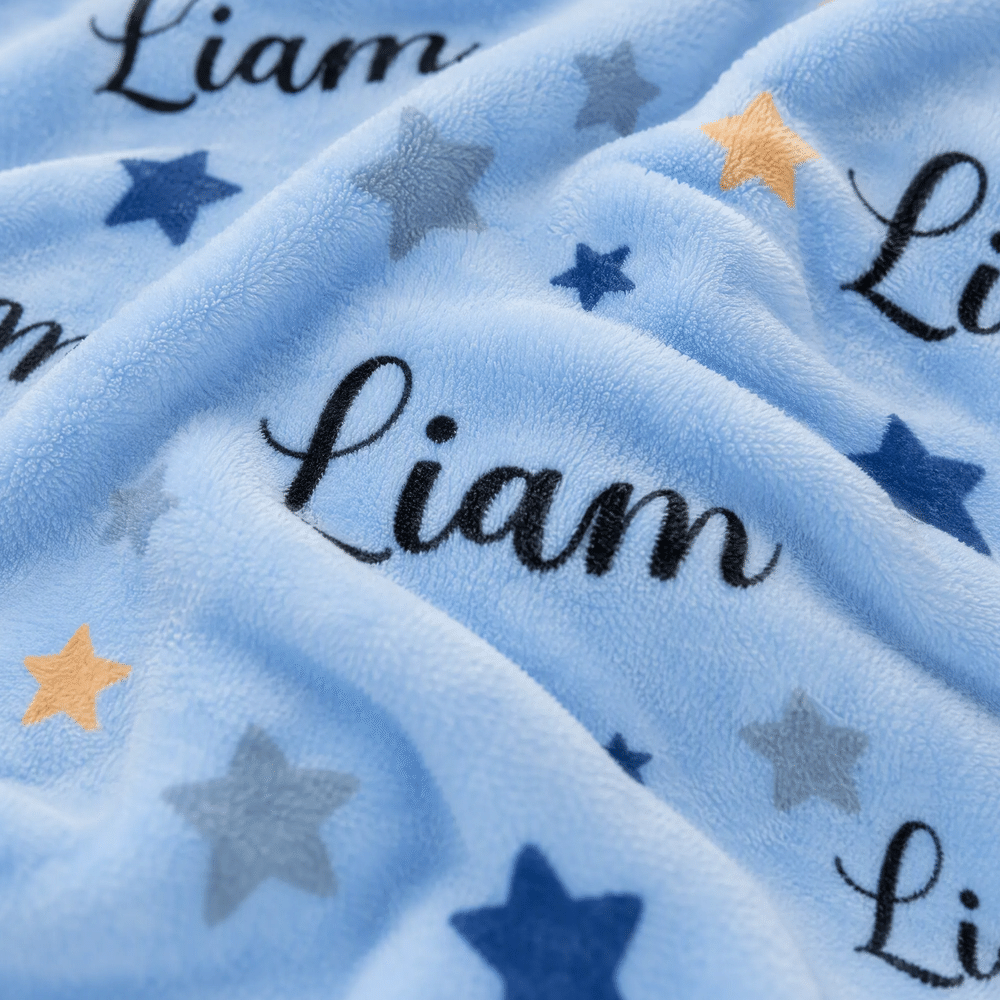 Personalized Playful Star Daisy Heart Moon Soft Throw Blanket with Name Home Decor Birthday Anniversary Gift for Children 8