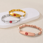 Personalised The Star of Life Medical Alert ID Bracelet with Engraved Text Emergency First Aid Birthday Gift for Women Patients