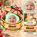 Decorazione natalizia personalizzata in acrilico a forma di gnocchetto al vapore con foto del bambino, nome e anno: decorazione per l'albero di Natale e regalo di Natale per neonati e genitori 8