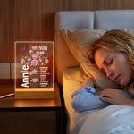 Personalized Cross Bible Verse Birth Flower You Are Loverd Acrylic LED Night Light with Wooden Base Birthday Baptism Gift for Christians Kids