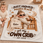 Personalised Cool Cartoon Baby Photo Soft Throw Blanket with Name Home Decor Baby Shower Birthday Gift for New Mum Baby Kid