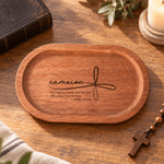 Personalized Cross & Bible Verse Wooden Rosary Tray with Name and Text First Communion Baptism Gift for Christian Family Kid