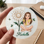 Personalised 3D-Effect Artwork Birth Flower Photo Acrylic Coaster Fridge Magnet with Name Home Decor Birthday Gift for Family Friends