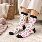 Personalized Cartoon Character Crochet Theme Soft Socks with Name Daily Wear Birthday Gift for Woman Mom Friend