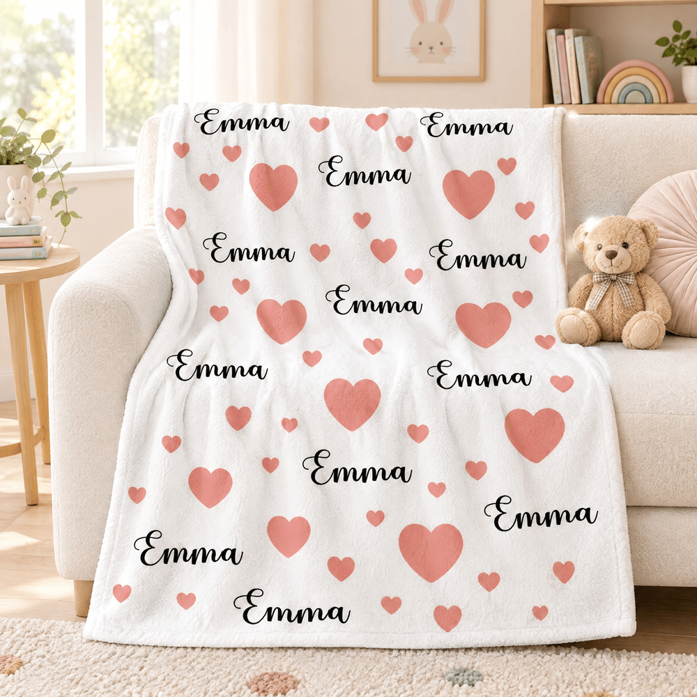 Personalized Playful Star Daisy Heart Moon Soft Throw Blanket with Name Home Decor Birthday Anniversary Gift for Children 4