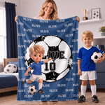 Personalised Ball Sports Theme 3D-Effect Artwork Cartoon Character Photo Soft Throw Blanket with Number and Name Christmas Gift for Sports Lovers