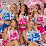 Personalized Cheer Bow Cheerleading Theme Clear Gift Bag with Name and Ribbon Cheer Competition Birthday Gift for Cheerleaders Girls