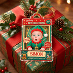 Personalised Christmas Snow Gift Stocking Toy Box Face Photo Acrylic Ornament with Name Home Decor Christmas Holiday Gift for Family Friends