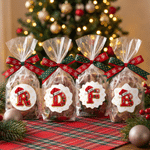 Personalized Santa Hat Initial Christmas 4 Shapes Stickers with Name and Year Gift Decor Christmas Gift for Kids Friends 2