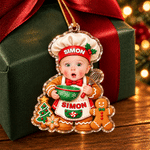 Personalized 3D-Effect Art Baby Face Photo Acrylic Christmas Theme Ornament with Name Tree Decor Christmas Gift for New Parents New Babies