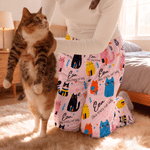 Pantaloni da pigiama da donna personalizzati con motivi illustrativi in stile doodle raffiguranti cani e gatti, con nome, da indossare tutti i giorni; regalo di Natale o di compleanno per gli amanti dei cani e dei gatti 4