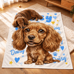Personalised Cartoon Pet Photo Heart Paw Print Soft Throw Blanket with Name Home Decor Birthday Gift for Pet Owners Lovers