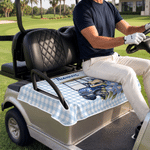 Personalisierte Golf-Tasche mit Geburtsblume – Mehrfarbige Golfwagen-Sitzbezüge mit Streifenmuster und Namen – Geburtstagsgeschenk für Golfbegeisterte