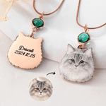 Personalized Birthstone Name Charm Glitter Pet Portrait Photo Pendant Necklace Birthday Gift for Dog Cat Lovers