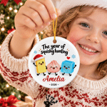 Personalized 3D-Effect Artwork Cartoon Dumpling Ceramic Christmas Ornament with Name and Year Home Decor Christmas Gift for Kids