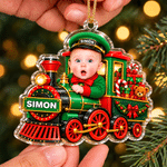 Personalized 3D-Effect Art Baby Face Photo Acrylic Christmas Theme Ornament with Name Tree Decor Christmas Gift for New Parents New Babies