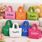 Personalised Multicolour Cute Embroidered Name Corduroy Crossbody Bag Birthday Back to School Gift for Kids Girls Boys