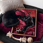 Maschere per dormire personalizzate in stile pittura a olio, stampe su tela con foto di animali domestici che dormono e nome: decorazioni per la casa, regali di Natale e di compleanno per i proprietari di animali domestici