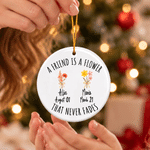 Personalized 2-6 Birth Flowers Round Ceramic Ornament with Names Tree Decor Christmas Gift for Women Friends