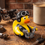 Personalized 3D Printed Cute Motorcycle Duck Figurine with Name Desk Decor Birthday Gift for Biker Rider