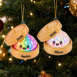 Personalized 3D-Effect Artwork Squishy Style Glitter Dumpling Acrylic Ornament with Name and Year Home Decor Christmas Gift for Family