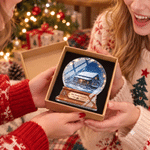 Gepersonaliseerde acrylplaat met 3D-effect: foto van een kristallen bol met huis, voorzien van familienaam – housewarming- en kerstcadeau voor vrienden die naar een nieuw huis zijn verhuisd 5