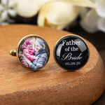 Personalised Exquisite Retro Photo Cufflinks with Text and Date Set of 2 Wedding Rehearsal Dinner Gift for Gift for Dad Father Of The Bride 4