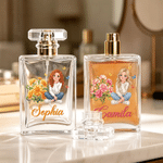 Personalised Birth Flower Cartoon Character Photo 2 oz Perfume Bottle with Name and Ribbon Birthday Wedding Gift for Woman Bride Friend 6