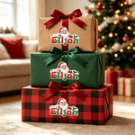 Personalized Cute Candy Santa Claus Snowflake Present Stickers with Name Holiday Decor Christmas Gift for Family Friends Kids