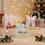 Gepersonaliseerde, doorzichtige cadeauzak met kerstthema, voorzien van naam en lint – kerstcadeau voor kinderen, vrouwen en beste vriendinnen 5