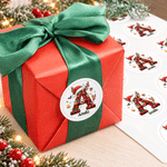 Personalised Elk Plaid Pattern Christmas Initial Waterproof Stickers Labels with Name Gift Decor Christmas Gift for Kids