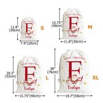 Personalized Cute Cartoon Santa Claus Reusable Canvas Drawstring Gift Bag with Name Merry Christmas Gift for Kids Family