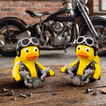 Personalized 3D Printed Cute Motorcycle Duck Figurine with Name Desk Decor Birthday Gift for Biker Rider