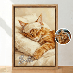 Maschere per dormire personalizzate in stile pittura a olio, stampe su tela con foto di animali domestici che dormono e nome: decorazioni per la casa, regali di Natale e di compleanno per i proprietari di animali domestici