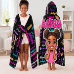 Personalised 3D-Style Art Cartoon Character Photo Word Cloud Soft Hooded Blanket with Name Birthday Christmas Gift for Boys Girls