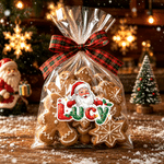 Personalized Cute Candy Santa Claus Snowflake Present Stickers with Name Holiday Decor Christmas Gift for Family Friends Kids