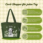 Personalisierter Haustierfoto Cord Shopper | mit Geburtsblumen & Namen | Schultertasche für den Alltag | Geburtstag Geschenk für Tierliebhaber