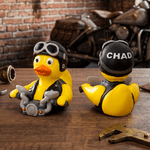 Personalized 3D Printed Cute Motorcycle Duck Figurine with Name Desk Decor Birthday Gift for Biker Rider