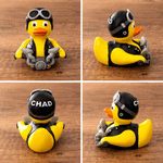 Personalized 3D Printed Cute Motorcycle Duck Figurine with Name Desk Decor Birthday Gift for Biker Rider