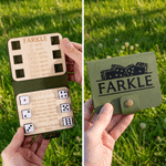 Personligt anpassat, hopfällbart Farkle-tärningsspel i PU-läder med namn – resespel, perfekt som jul- och födelsedagspresent till familj och vänner samt för alla som älskar Farkle 6