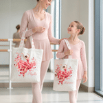 Gepersonaliseerde draagtas met balletdanseres, bloemen en vlinders, grote inhoud, met naam – voor dagelijks gebruik, verjaardagscadeau voor balletliefhebbers