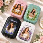 Personalized Adjustable LED Birth Flower Jewelery Box with Photo and Name Birthday Wedding Gift for Women Bride 3