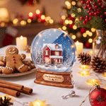 Gepersonaliseerde acrylplaat met 3D-effect: foto van een kristallen bol met huis, voorzien van familienaam – housewarming- en kerstcadeau voor vrienden die naar een nieuw huis zijn verhuisd 6