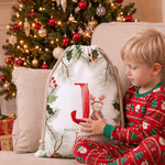 Personalisierte Geschenktüte aus Leinwand mit Kordelzug und Teddybär-Initiale in verschiedenen Größen – Weihnachtsgeschenk für Kinder, Familie und Freunde