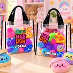 Personalized Cute Cat Toy Dumpling Pattern Clear Tote Bag Storage Bag Set with Name Daily Use Birthday Gift for Kids 4