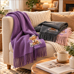 Personalised Christmas Highland Cow Soft Warm Tassel Scarf with Name Christmas Gift for Highland Cow Lovers